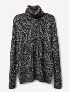 Fashion Nova Black & White Marled Turtleneck Sweater